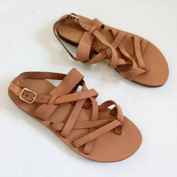 Monastiraki Greek tan leather sandals - Picture 1 of 7